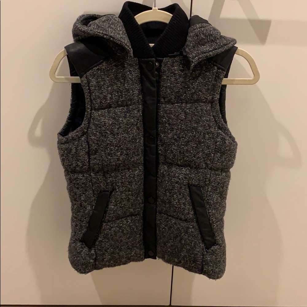 Tweed Zara Vest with Faux Leather Trim